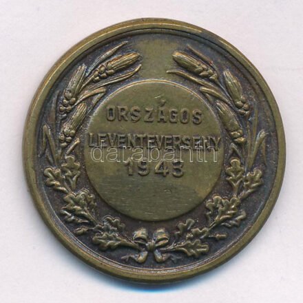 Berán Lajos (1882-1943) 1943. 'Országos Leventeverseny 1943' kétoldalas bronz emlékérem (33mm) T:1-,2