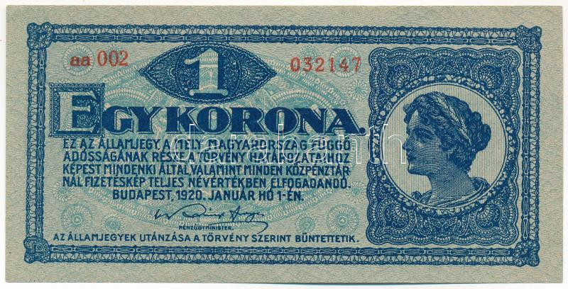 1920. 1K 'aa 002 032147' T:I,I- Adamo K4