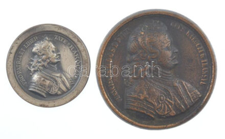 DN 'Rákóczi Ferenc' ezüstpatinázott egyoldalas lemezérem (38mm) + DN 'Rákóczi Ferenc' öntött bronz emlékérem másolat 'COPIE' jelzéssel (55mm) T:2