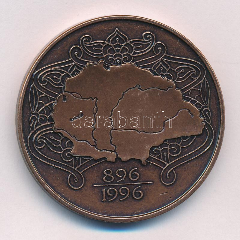 Fritz Mihály (1947-) 1996. 'A honfoglalás emlékére I. - MÉE' kétoldalas bronz emlékérem (42,5mm) T:1,1- Adamo BP43 - Image 2