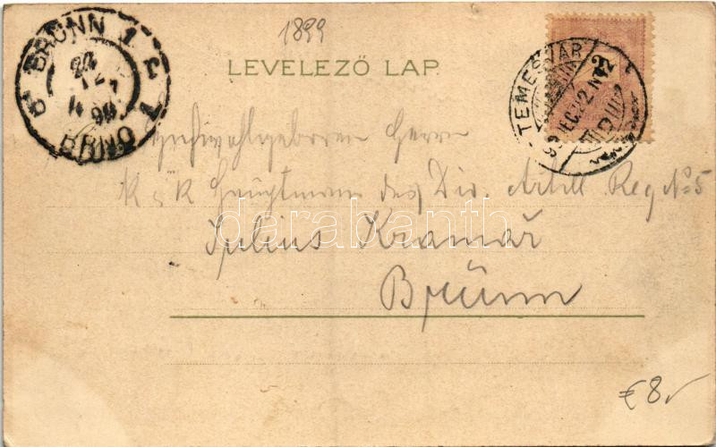 1899 (Vorläufer) Temesvár, Timisoara; Józsefváros, Küttel tér. Corvina könyvkereskedés kiadása / Platz / Iosefin, square. litho (kis szakadás / small tear) - Image 2