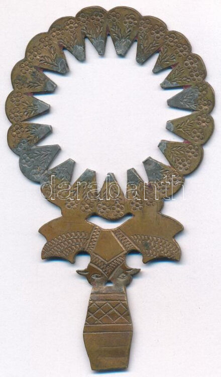 Bronz lázsiás alkatrész (82x50mm), patinás