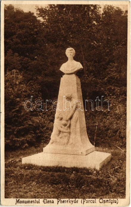 1925 Bucharest, Bukarest, Bucuresti, Bucuresci; Monumentul Elena Pherekyde, Parcul Cismigiu / park, monument (EK)