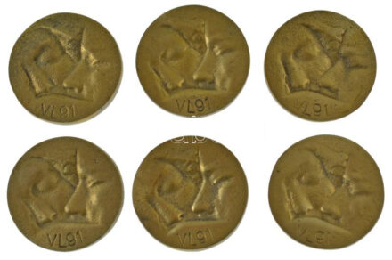 ~1990. 'Louis Braille 1809-1852' kétoldalas bronz emlékérem (6x) (35mm) T:1- ~1990. 'Louis Braille 1809-1852' two-sided bronze commemorative medallion (6x) (35mm) C:AU