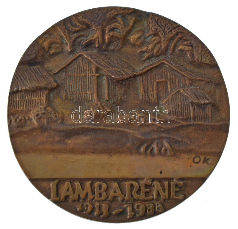 Ócsai Károly (1938-2011) DN 'Dr. Albert Schweitzer / Lambaréné 1913-1988' kétoldalas, öntött bronz emlékérem (80mm) T:1- - Image 2