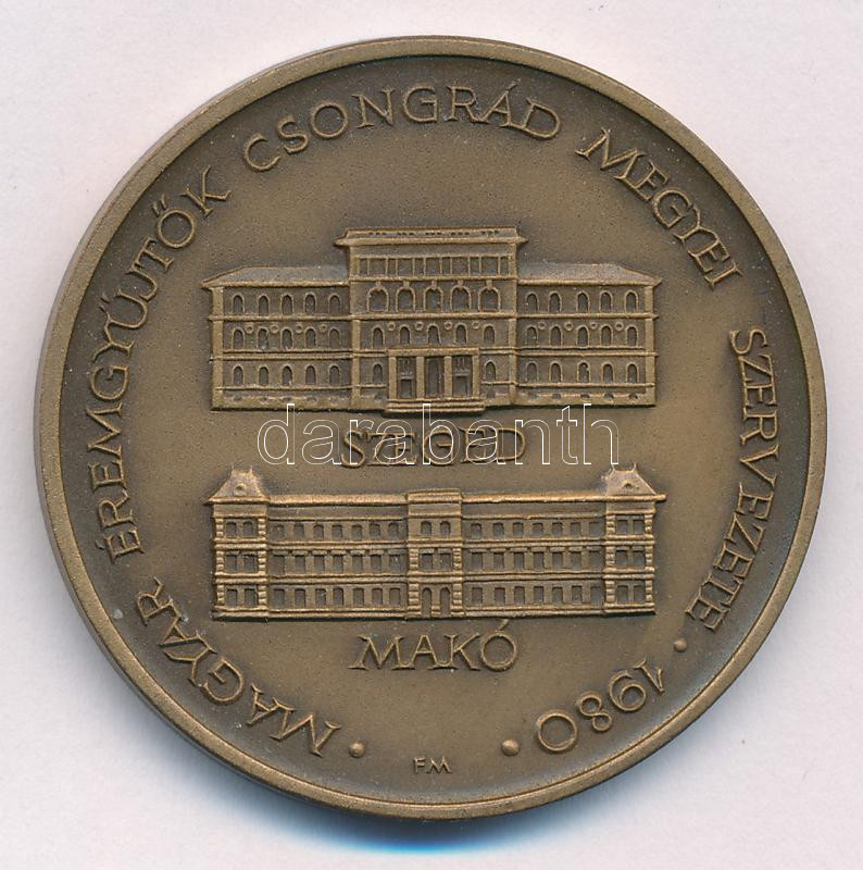 Fritz Mihály (1947-) 1980. 'MÉE Szeged / Makó -József Attila' bronz kétoldalas emlékérem (42,5mm) T:1- - Image 2