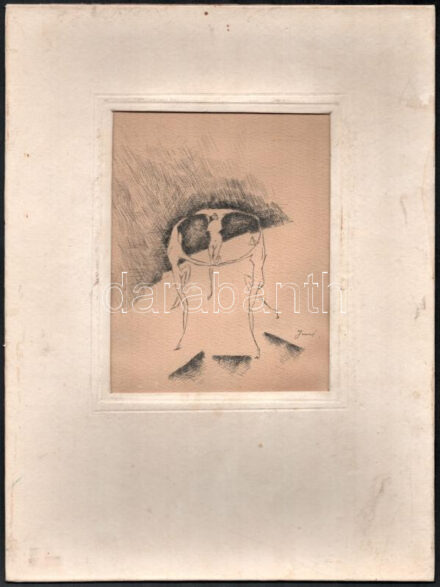 Imre Sándor (-): Körtánc. Rézkarc, papír, jelzett, sérült paszpartuban, 14x11cm