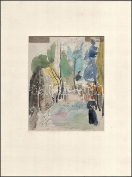 Jelzés nélkül: Apáca. Ceruza, akvarell, papír, 21,5x17 cm