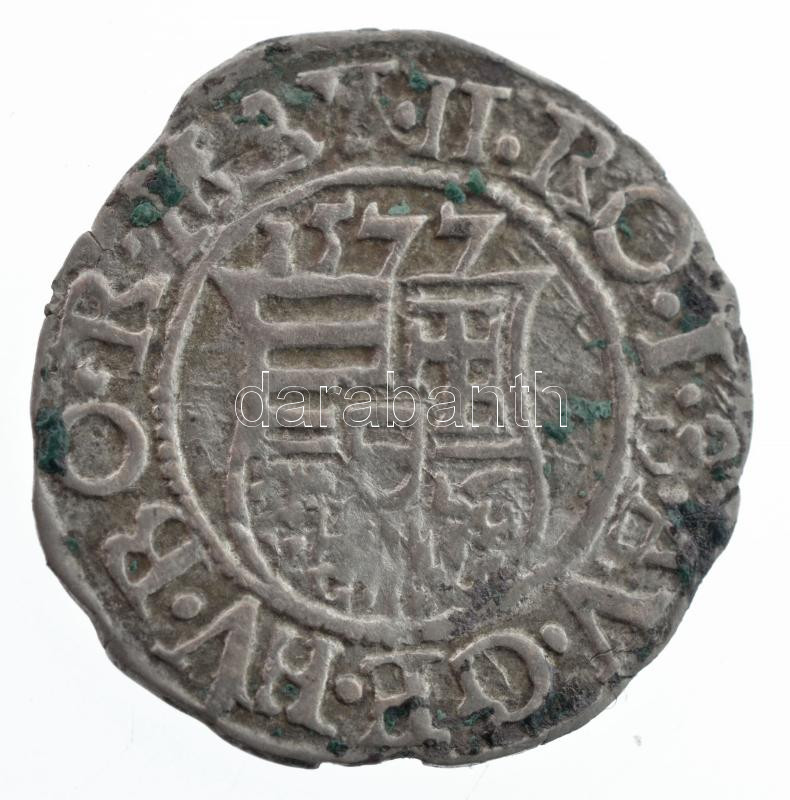 1577K-B Denár Ag 'Rudolf' (0,35g) T:1-,2 patina Hungary 1577K-B Denar Ag 'Rudolf' (0,35g) C:AU,XF patina Huszár: 1058.,Unger II.: 810a - Image 2