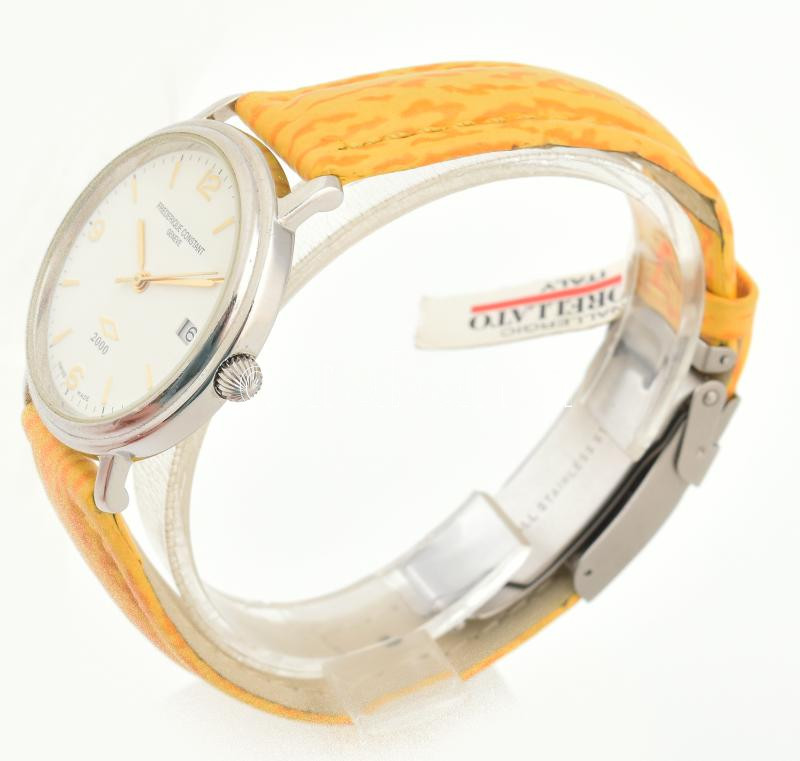 Federique Constant quartz, férfi karóra, működik, szép állapotban, sárga bőr szíjjal d: 35 mm - Image 2