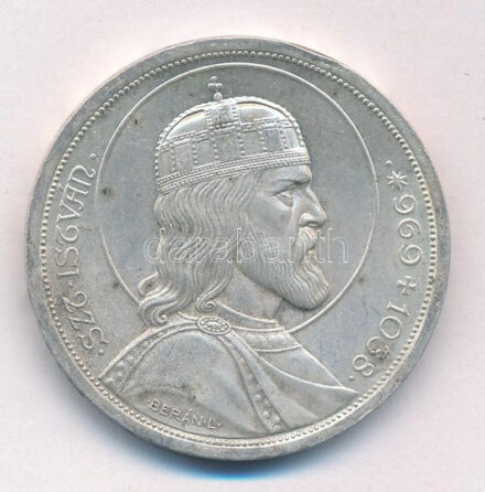 1938. 5P Ag 'Szent István' T:1-,2 patina, ph. Adamo P8.1