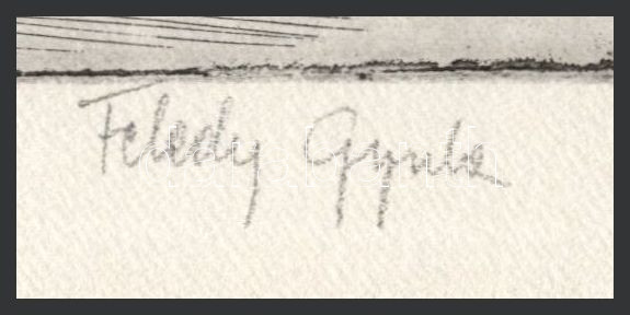 Feledy Gyula (1928-2010): Petőfi útján (Madrid). Rézkarc, papír, jelzett. 19x29,5 cm - Image 3