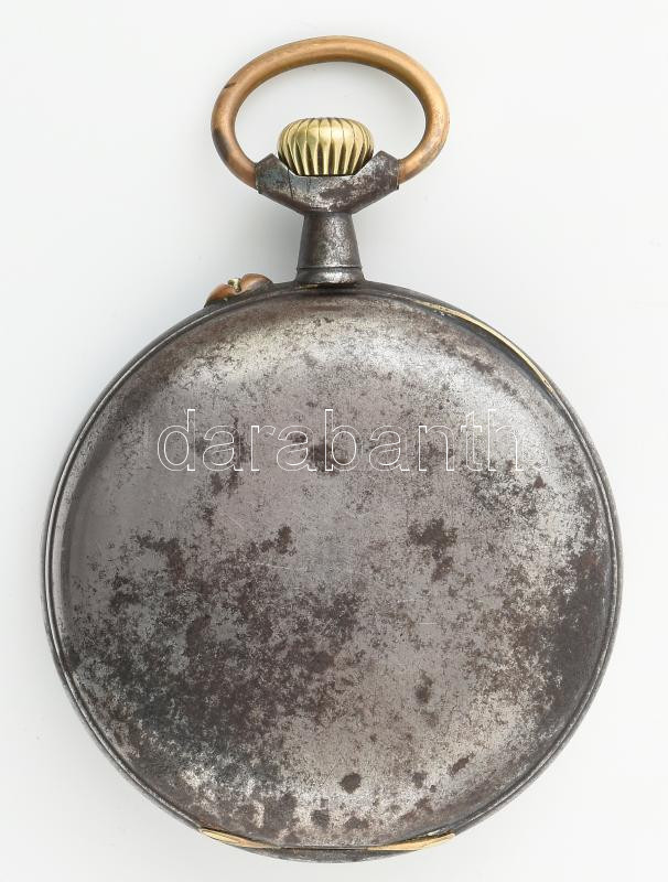 Regulateur katonai zsebóra, mechanikus szerkezettel, szép korának megfelelő állapot, működik d: 55 mm - Image 2