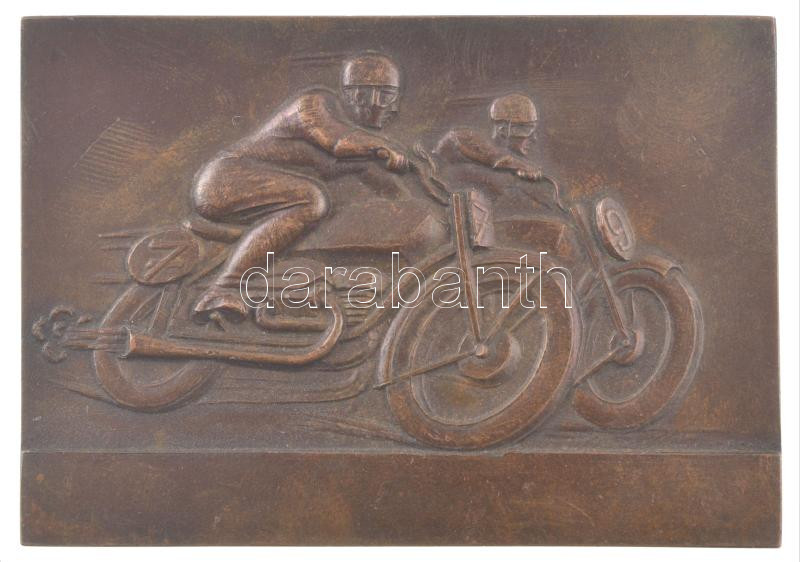 ~1930-1950. 'Motorverseny' egyoldalas bronz emlékplakett (57x80mm) T:1-