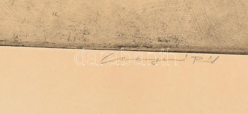 Csergezán Pál (1924-1996): Szekér a tanya előtt. Rézkarc, papír, jelzett, lap széle kissé foltos, 24,5×38 cm - Image 2