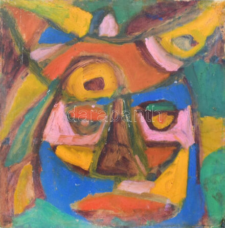 Csepeli Németh Miklós (1934-2012): Bohóc. Olaj, papír, kartonra kasírozva, jelezve jobbra lent. Lap széle kissé sérült. 55x55 cm