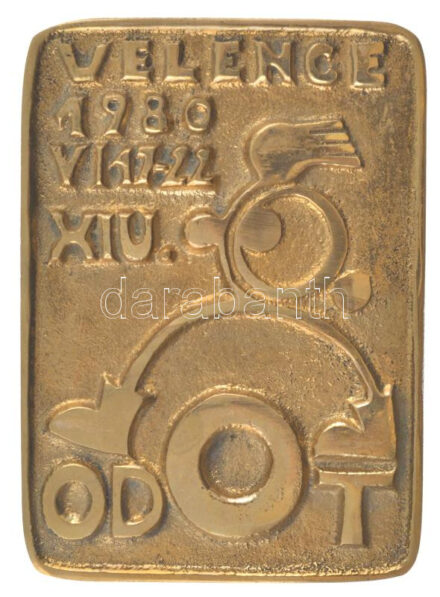 1980. 'Velence 1980 VI 17-22 - XIV ODOT' bronz plakett (102x73mm) T:1-