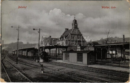 1908 Wetter (Ruhr), Bahnhof / railway station, locomotive, train (EK)
