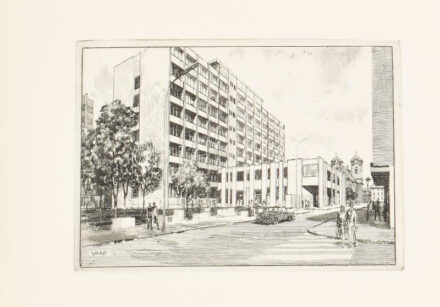 10 db Heves megyei városokat, helyszíneket (Eger, Noszvaj, Mátrafüred, Hatvan) bemutató grafika mappában. Rézkarc, papír, részben (?) Veszprémi Endre (1925-2013) alkotásai. Hímzett mappában. A karcok mérete. 9,5×13 cm