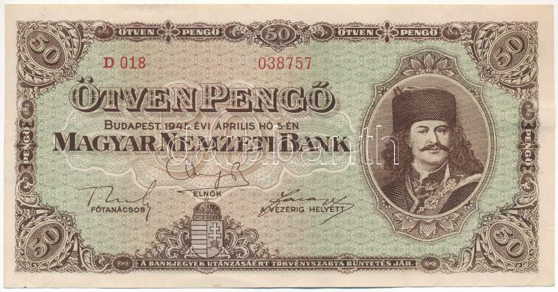 1945. 50P T:II-,III fo. Adamo P15