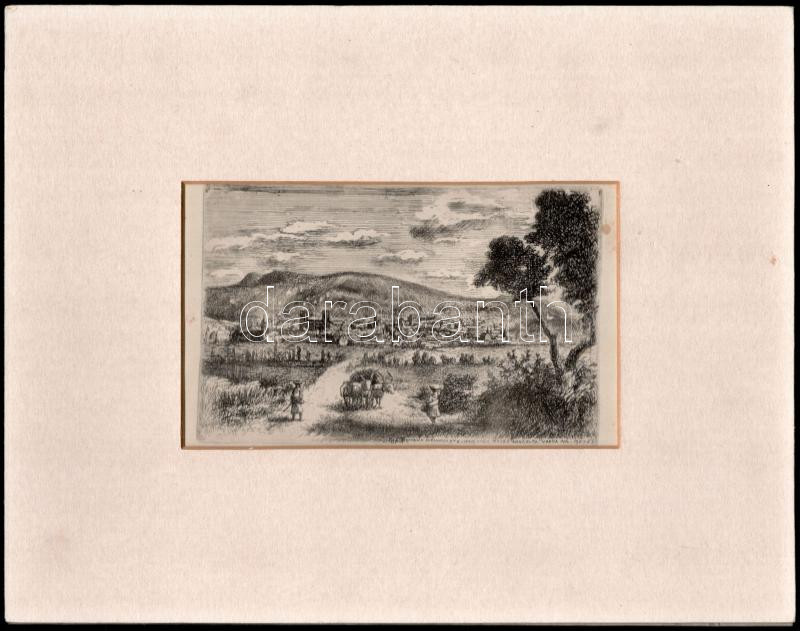 Varga Nándor Lajos (1895-1978): Pécs (Rohbock után) rézkarc, papír, jelzett a karcon, 9×15 cm Paszparuban