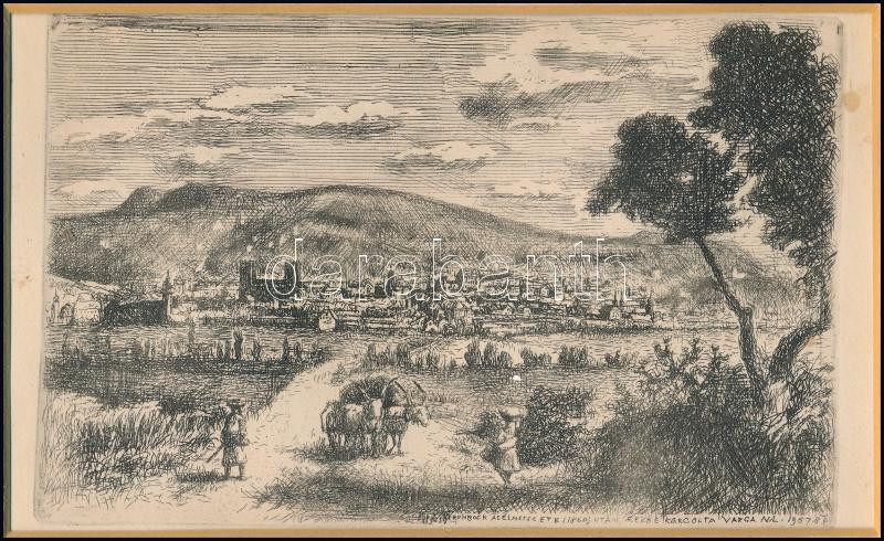 Varga Nándor Lajos (1895-1978): Pécs (Rohbock után) rézkarc, papír, jelzett a karcon, 9×15 cm Paszparuban - Image 2