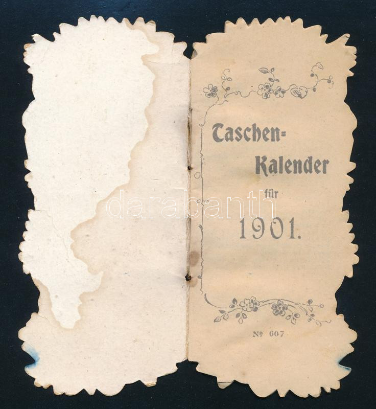 1901 Német nyelvű zsebnaptár, litho borítóval, foltos - Image 2