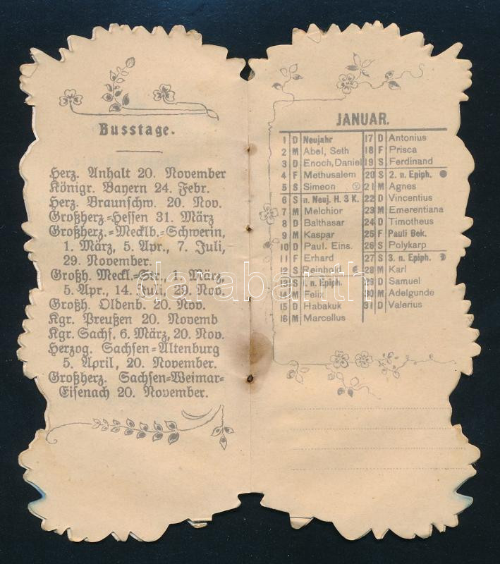 1901 Német nyelvű zsebnaptár, litho borítóval, foltos - Image 3