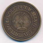 Tóth Sándor (1933-) 'MISKOLCZ SIGILLUM CIVITATIS' kétoldalas bronz emlékérem, hátoldalon a diósgyőri vár (42,5mm) T:1-
