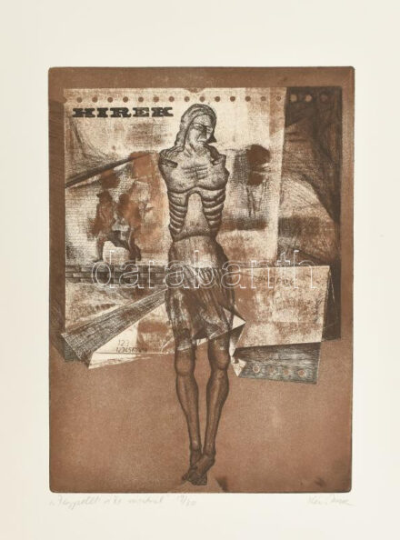 Kéri Imre (1945-): Jegyzetek a XX. századból. Akvatinta, papír, jelzett, számozott: 19/30, 35x25cm.