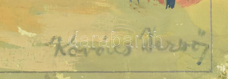 Kovács Dezső (1921-2004): Napfényes táj. Tempera, papír, jelzett, 33x48 cm - Image 2