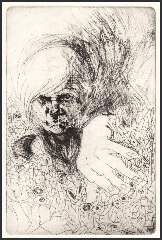 Antalóczi Éva (1960-): Alak (cím nélkül). Rézkarc, papír. Jelzés nélkül. 15x10 cm - Image 2