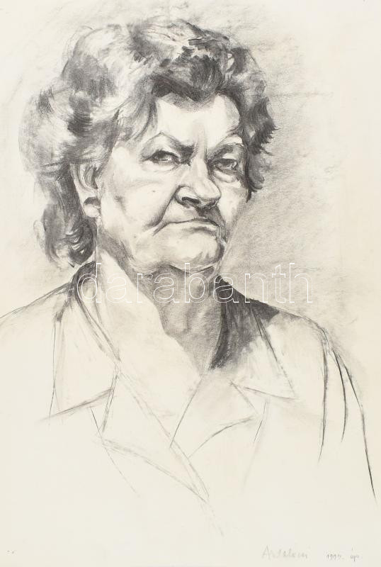 Antalóczi Éva (1960-): össz. 3 db portré tanulmányrajz. Szén, papír. 2 db jelzett, egyik jelzés nélkül. 62x43 cm körüli méretekben.