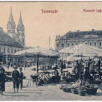 1919 Temesvár, Timisoara; Kossuth Lajos tér, Néptakarékpénztár, piac, Winternitz Lipót üzlete. W.L. Bp. 2025. Gerő Manó kiadása / square, market, shops, bank (EB)