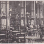 1913 Nagyvárad, Oradea; Emke kávéház, belső pincérekkel / café, interior with waiters