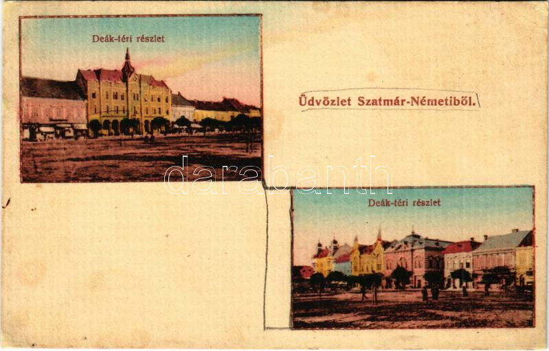 1913 Szatmárnémeti, Szatmár, Satu Mare; Deák tér, üzletek. Weisz Zoltán kiadása / square, shops (r)