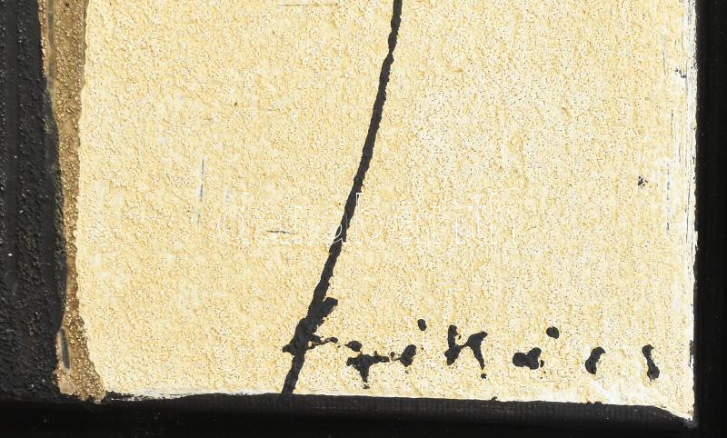 Székács Zoltán (1954-): 'Üzenet Miró-nak'. Vegyes technika, vászon, jelzett a hátoldalán. Dekoratív fakeretben, 30×30 cm. - Image 2