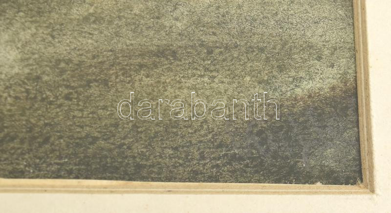 Kukla Mátyás (1928- ): Táj. Akvarell, papír, jelzett (nehezen látható, jobbra lent). Paszpartuban, üvegezett fa keretben, 25x19 cm (keret: 40x33 cm) - Image 2