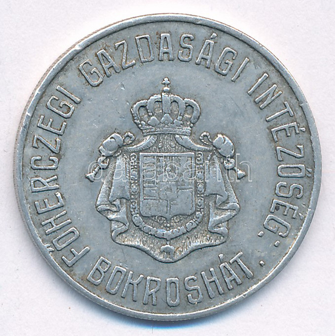 ~1909-1918. 'Egy mérő / Főherczegi Gazdasági Intézőség Bokroshát' Al bárca T:2 Hungary ~1909-1918. 'Egy mérő (One unit) / Főherczegi Gazdasági Intézőség Bokroshát' Al token C:XF - Image 2