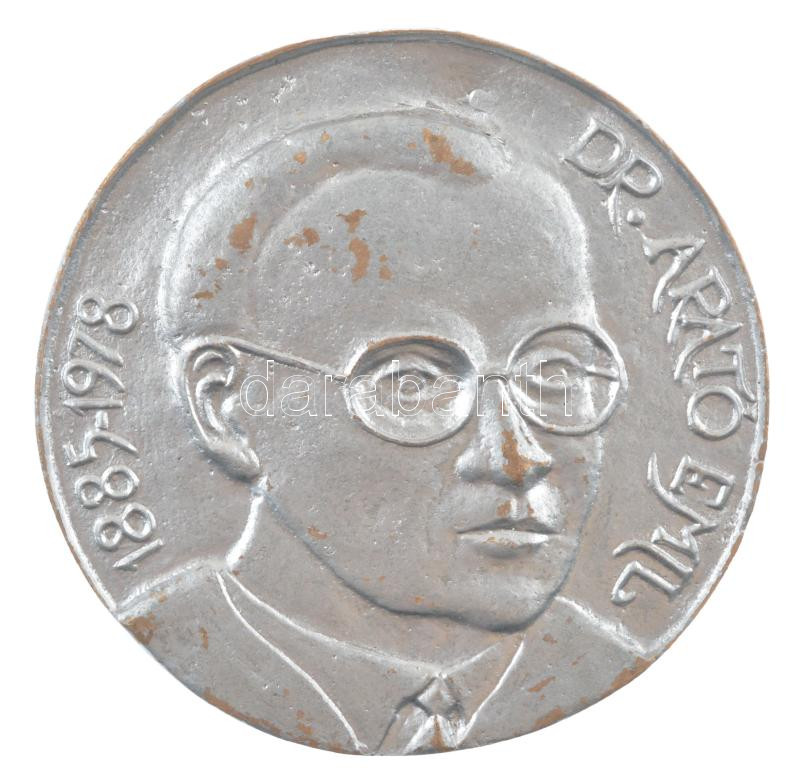 ~1970-1980. 'Dr. Arató Emil 1885-1979 / Jó munkáért emlékplakett - Országos AE. (Alkohol Ellenes) Klubbizottság' festett bronz emlékérem (66mm) T:1- festés kopott