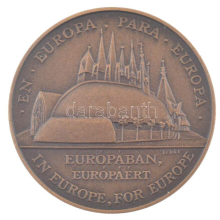 Lebó Ferenc (1960-) 1992. 'Expo '92 Sevilla - Magyarország / Európában, Európáért' kétoldalas bronz emlékérem kapszulában eredeti dísztokban (42,5mm) T:1-