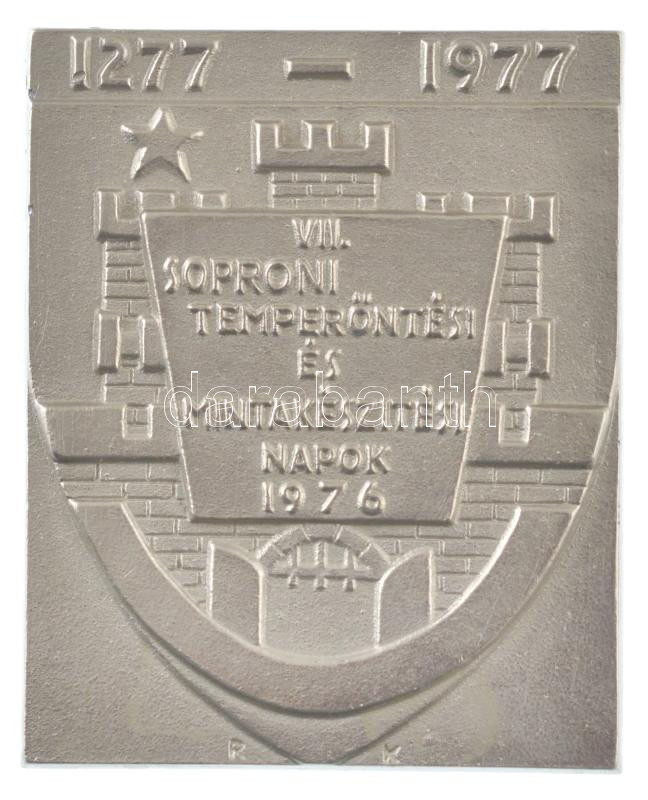 1976. 'VII. Soproni Temperöntési és Mintakészítési Napok 1976' Sn plakett. Szign.:'R.K' (82x100mm) T:2