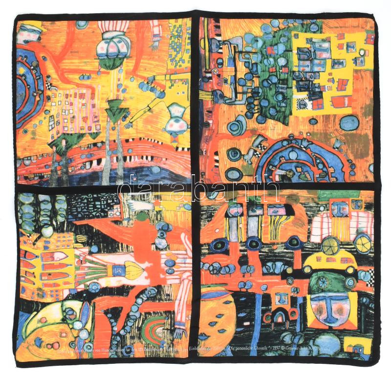 Hundertwasser 1997 kézzel szegett kendő, 50x47,5 cm
