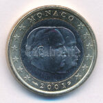 Monaco 2001. 1E 'III. Rainier' T:1- Monaco 2001. 1 Euro 'Rainier III' C:AU Krause KM#173