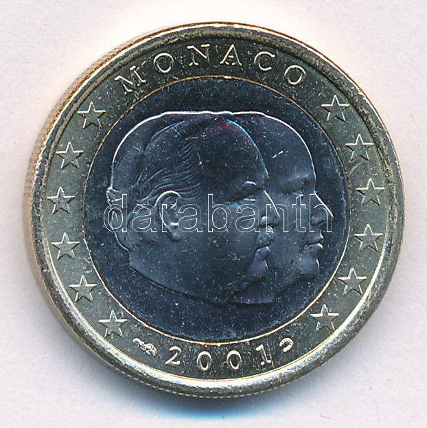 Monaco 2001. 1E 'III. Rainier' T:1- Monaco 2001. 1 Euro 'Rainier III' C:AU Krause KM#173