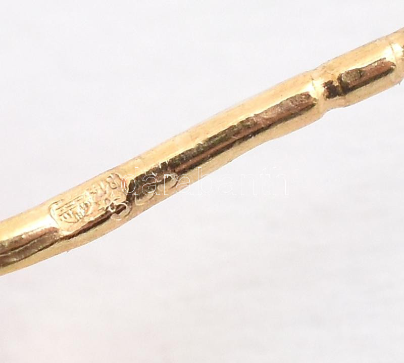 Arany (Au) 14K gyöngyös, köves fülbevalópár, jelzett, 1,8×0,8 cm, nettó: 3,5 g - Image 3