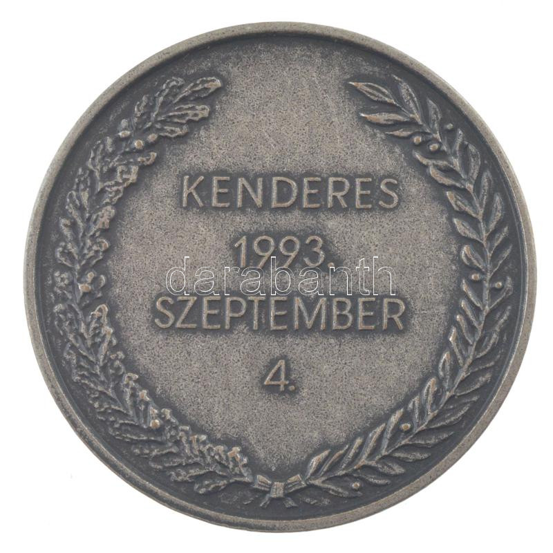 Berán Lajos (1883-1943) 1993. 'Vitéz Nagybányai Horthy Miklós és felesége / Kenderes 1993. szeptember 4.' ezüstpatinázott bronz emlékérem (40mm) T:1 - Image 2
