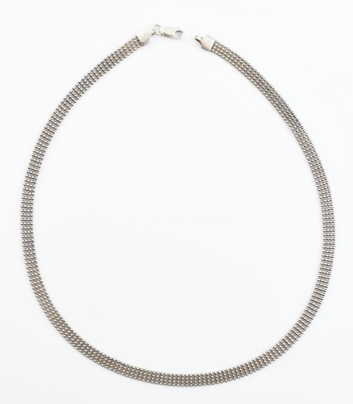 Ezüst(Ag) négysoros golyós nyaklánc, jelzett, h: 45 cm, nettó: 12,2 g