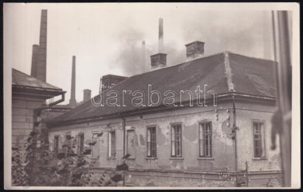 cca 1920-1940 Resicabánya (Erdély), épületek és gyárkémények, fotólap, 14x8,5 cm / Resita (Transylvania), buildings and factory chimneys, vintage photo