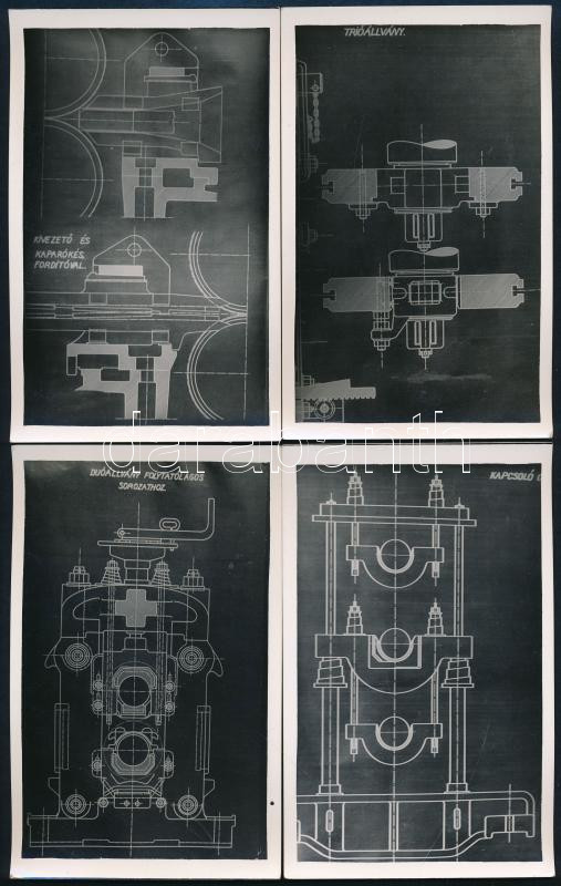 cca 1920-1940 Resicai vasművek (Resicabánya, Erdély) műszaki rajzairól készült felvételek, 21 db fotólap, 14x8,5 cm / Resita Works (Resita, Transylvania), technical drawings / blueprints, 21 vintage photos - Image 2